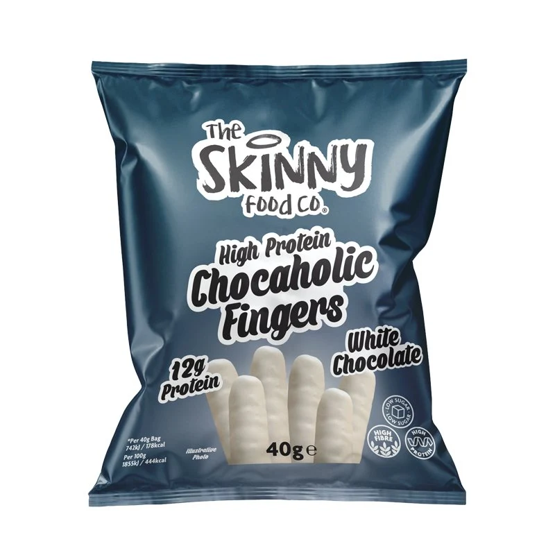 Skinny High Protein Chocaholic White Chocolate Fingers 40g