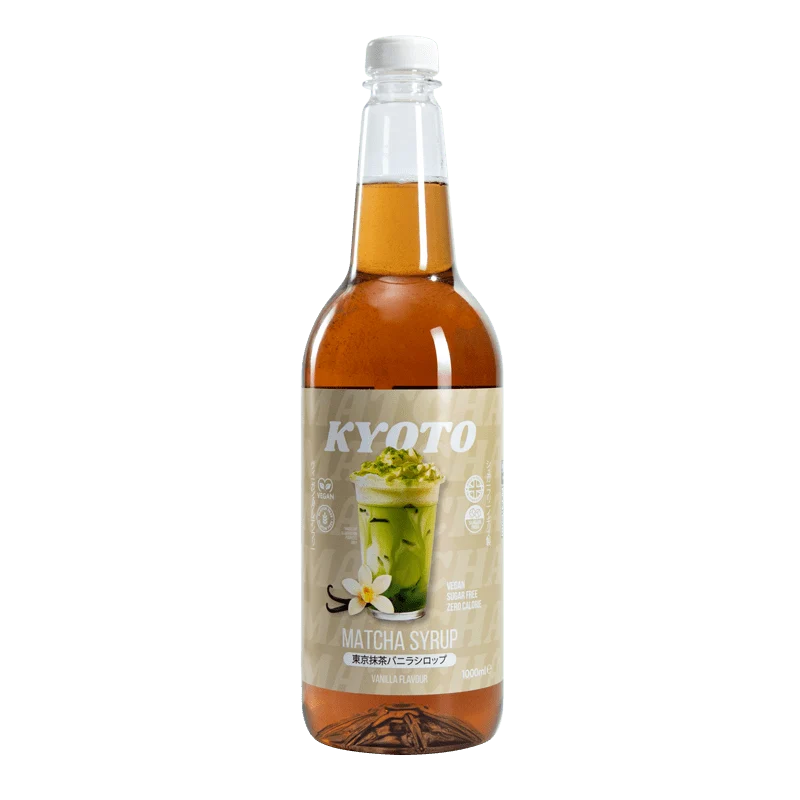 Kyoto Vanilj Matchasirap - Lågkalori Sockerfri - 1 Liter