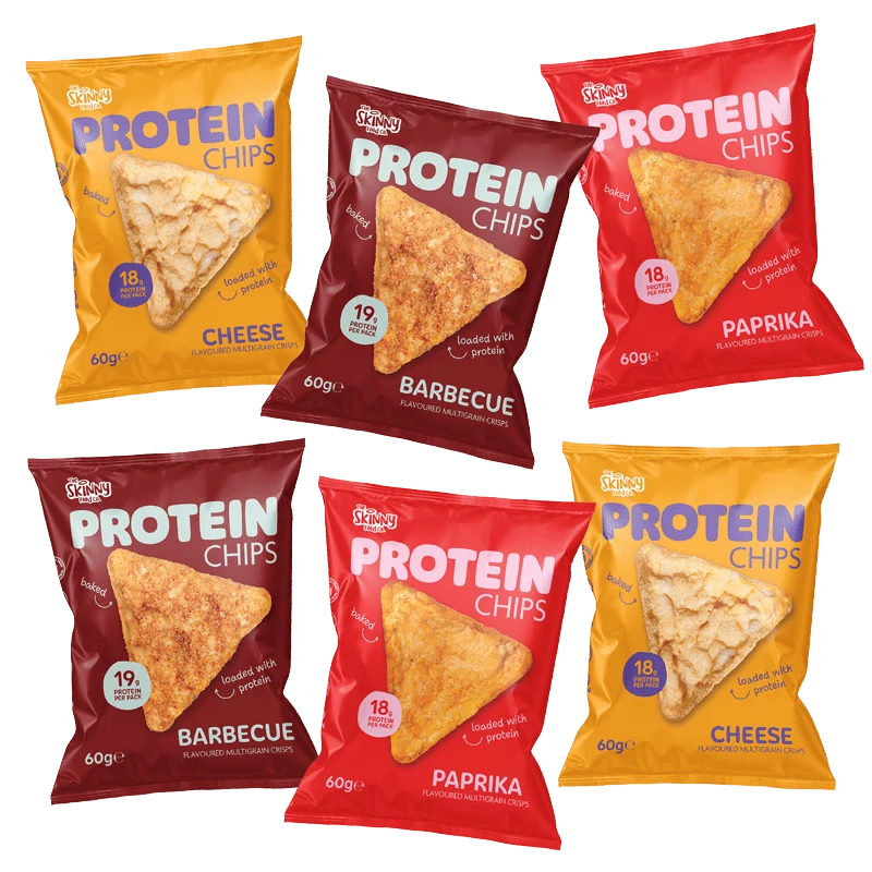 Skinny Protein Chips blandat paket (2 per smak) 6 x 60 g (18-19 g protein per förpackning)