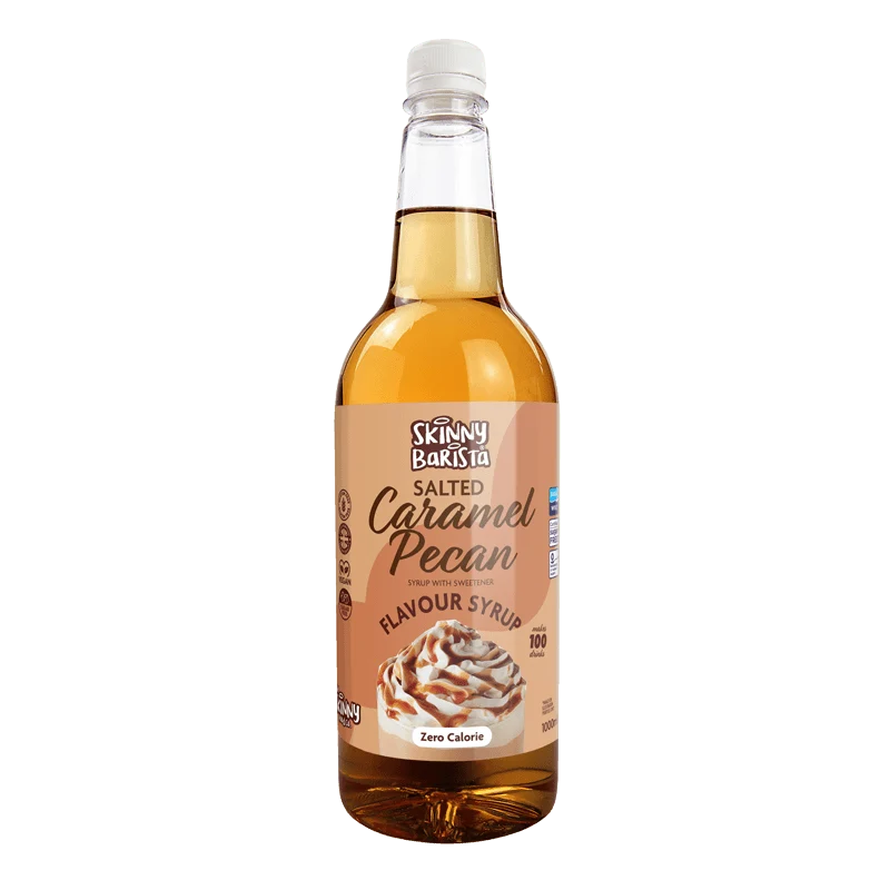Skinny Barista Saltad Karamell Pecan Smaksatt Sirap - Noll Kalori Sockerfri Skinny Coffee - 1 Liter