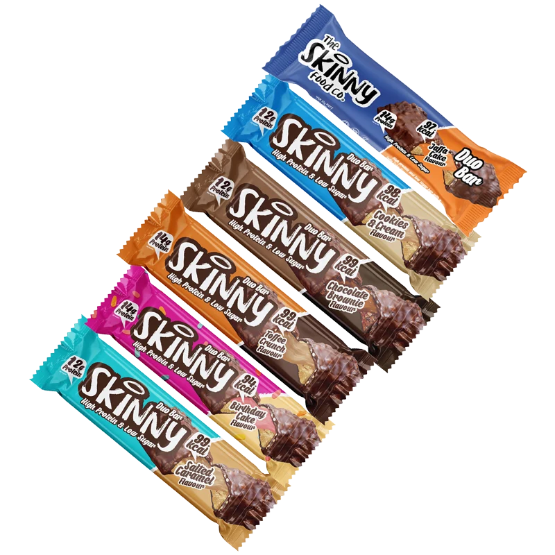 Högprotein- och lågsocker-duobar - sexpack (alla 6 smaker)