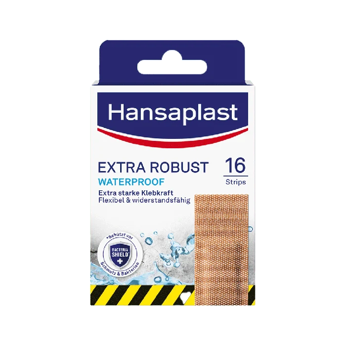Hansaplast EXTRA ROBUST remsor 2,6 x 7,6 cm, 16 st | Förpackning (16 stycken)