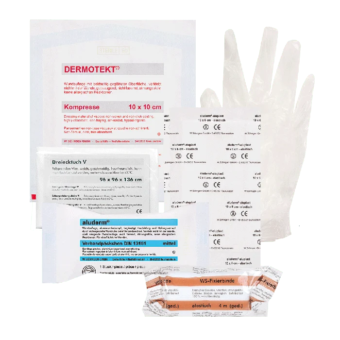 Övningsuppsättning första hjälpen modul 2 enligt DGUV 304-001 | Förpackning (1 st)