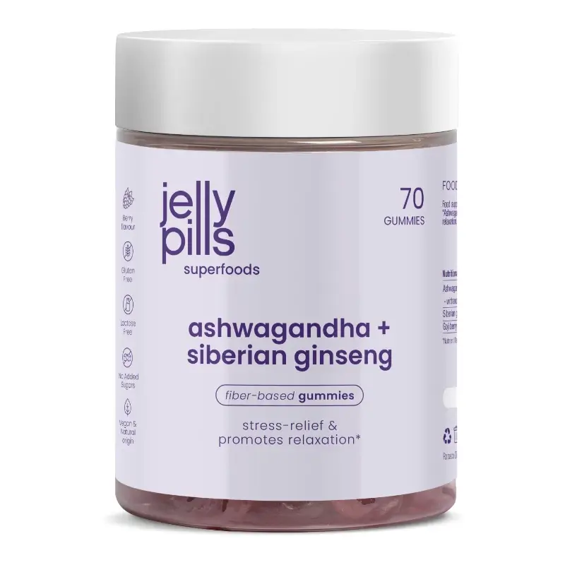 Ashwagandha + Siberian Ginseng Raspberry Jelly Pills, 70 tablets