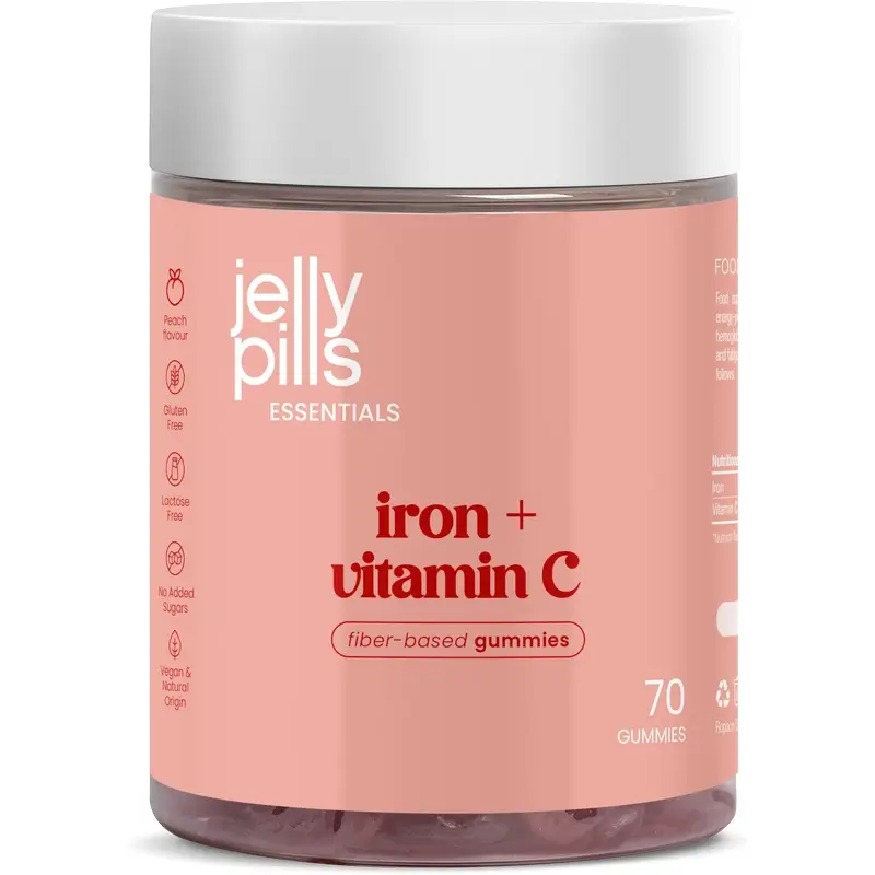 Jelly Pills Ferro + Vitamina C Pêssego, 70 unidades