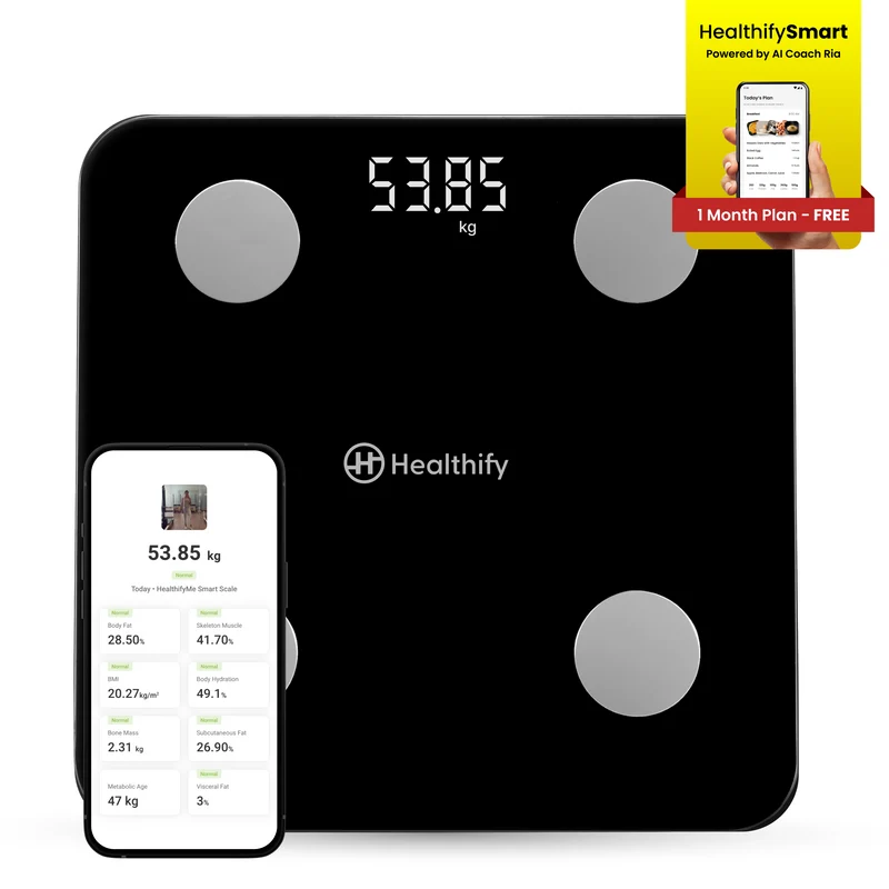 Healthify Smart Scale | Track 21+ Body Metrics | Advanced G-Sensors | Instant Bluetooth Sync | Data Driven Smart Weight Loss