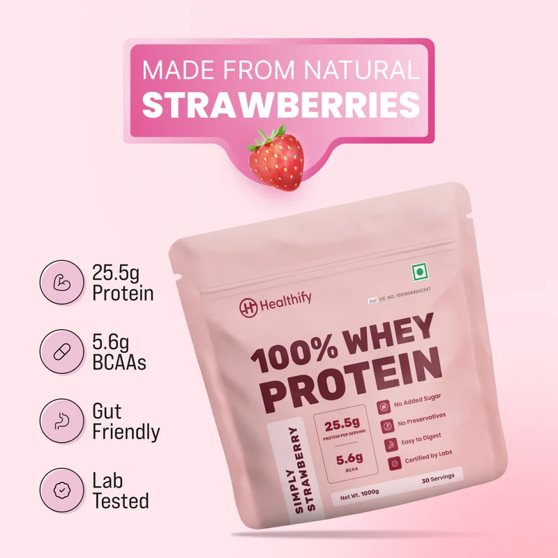 Simply Strawberry - 25.5 g Protein Powder - Pack of 1 KG