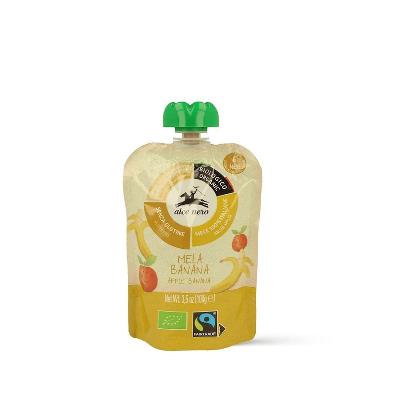 ZUCKERFREIER APFEL-BANANENMUSS AB 6 MONATEN BIO 100 g - ALCE NERO