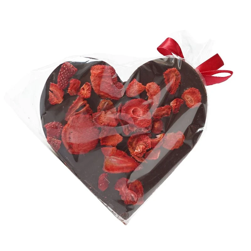 Bitterschokolade mit Erdbeeren in Herzform ohne Zuckerzusatz - Glutenfrei 80 g - SANTINI