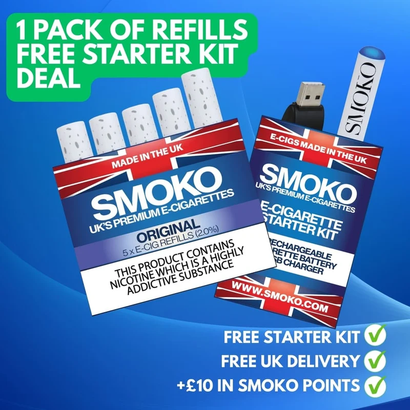FREE E-CIGARETTE DEAL + 1 PACK OF E-CIG REFILLS - £8.99 (SAVE £10.99)