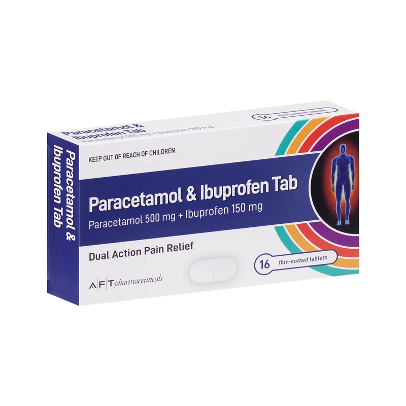 AFT Paracetamol 500mg + Ibuprofen 150mg Tablets, 16's