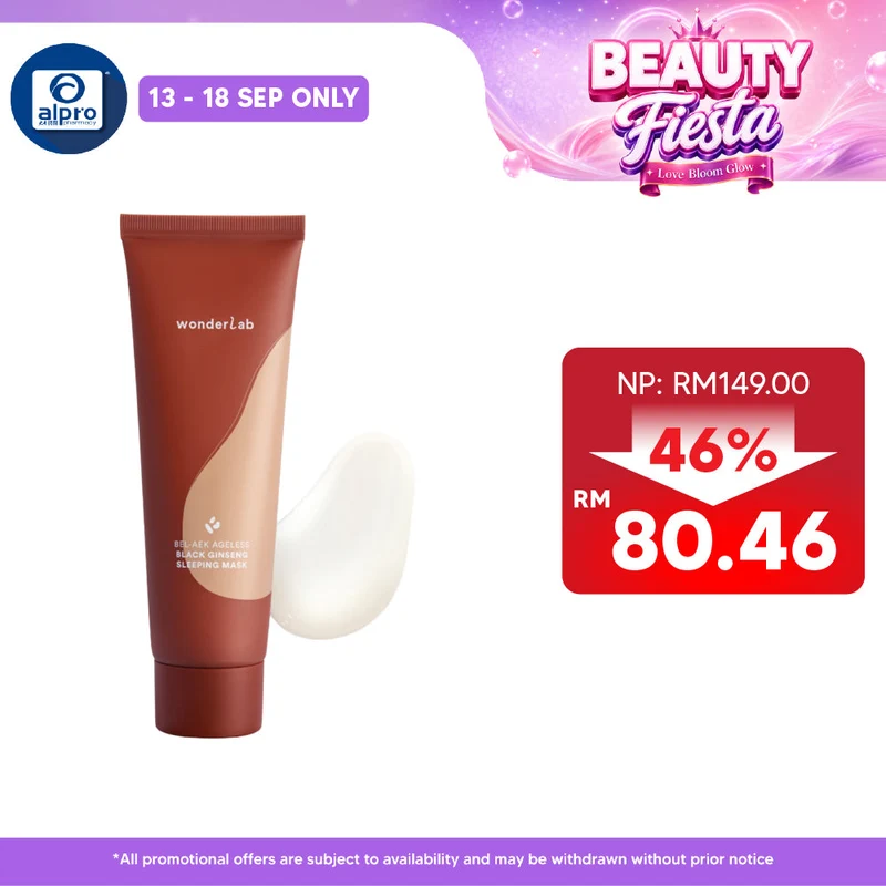 WonderLab BEL-AEK Ageless Black Ginseng Sleeping Mask 80mL | All-Night Refreshing Repair