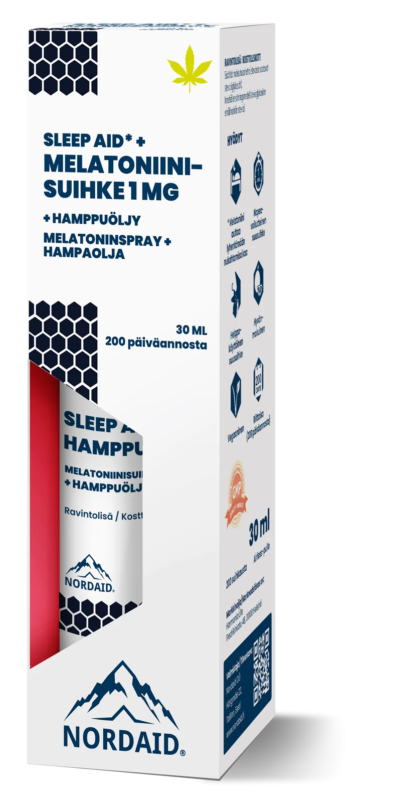 Nordaid Melatonin 1mg + Hampaolja 30ml