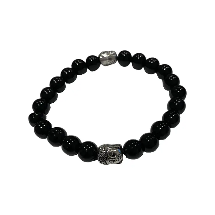 Buddha Armband Svart agat 8mm