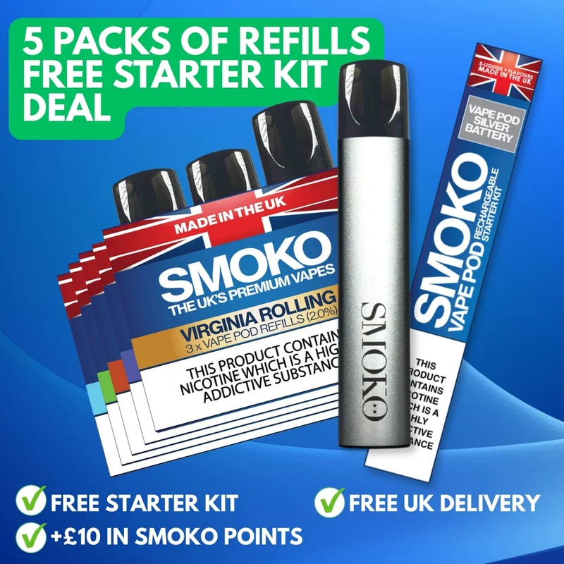 FREE VAPE POD DEAL + 5 PACK OF VAPE POD REFILLS - £44.99 (SAVE £19.95)