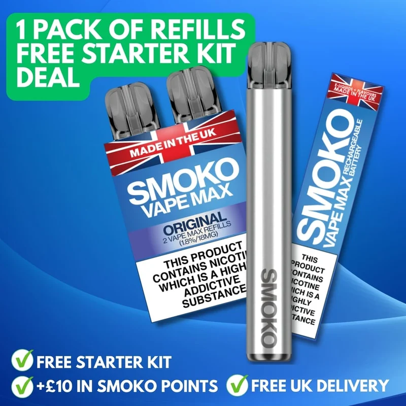 FREE VAPE MAX KIT + 1 PACK OF VAPE MAX REFILLS - £5.99 (SAVE £10.99)