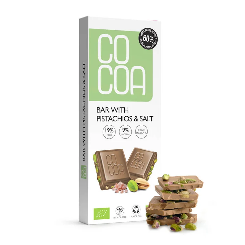 TABLETTE MIT PESTEN UND SALZ 60 % WENIGER ZUCKER BIO 40 g - COCOA