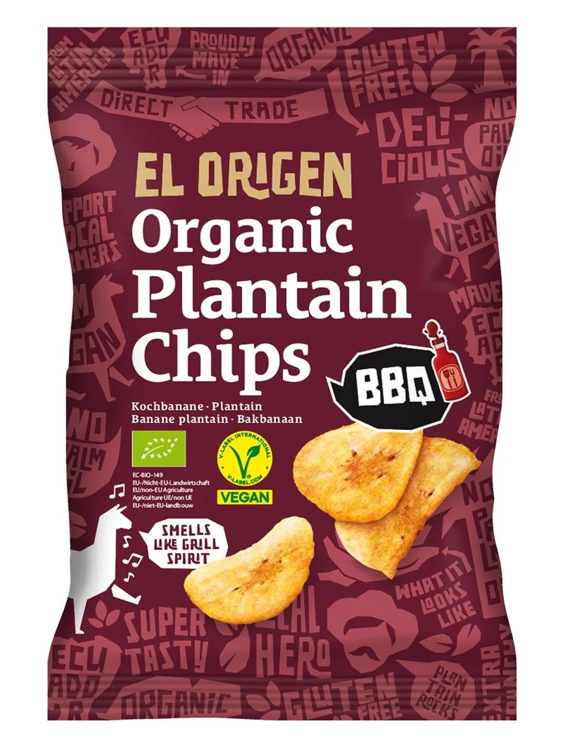 Glutenfreie PLANTANA BBQ CHIPS BIO 80 g - EL ORIGEN