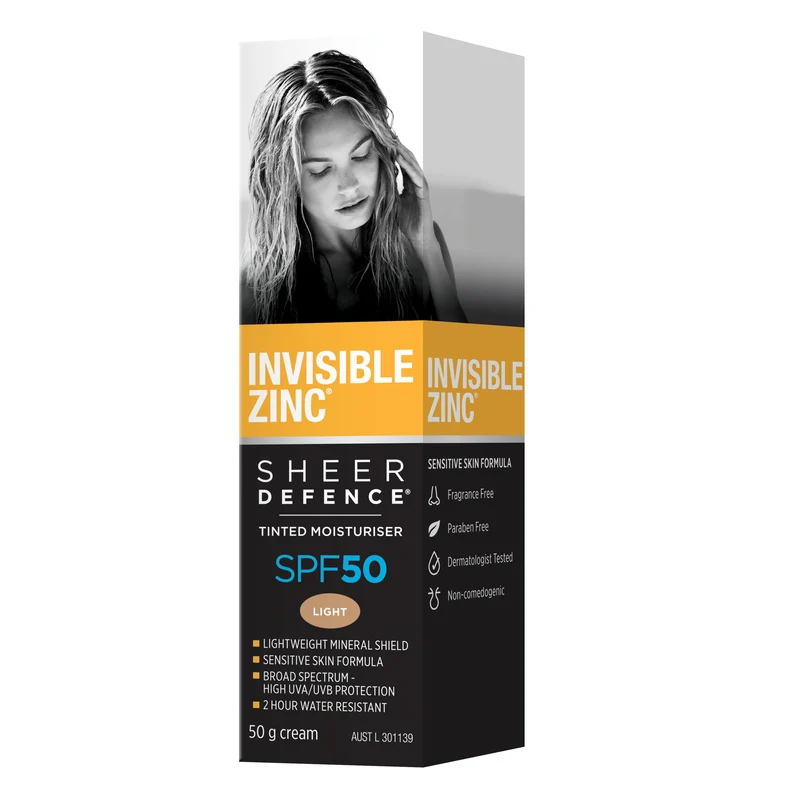 Invisible Zinc Sheer Defence Tinted Moisturiser SPF 50 Light 50 g