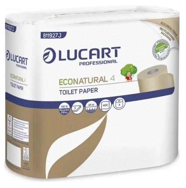 Ökologisches Toilettenpapier econatural, 100% Zellulose, 2 Schichten, 4 Rollen, 400 Blatt ECONATURAL