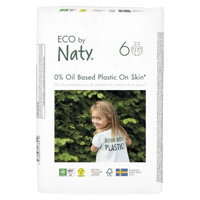 Bio-Einwegwindeln Größe 6, 16+ kg, 17 Stück ECO BY NATY