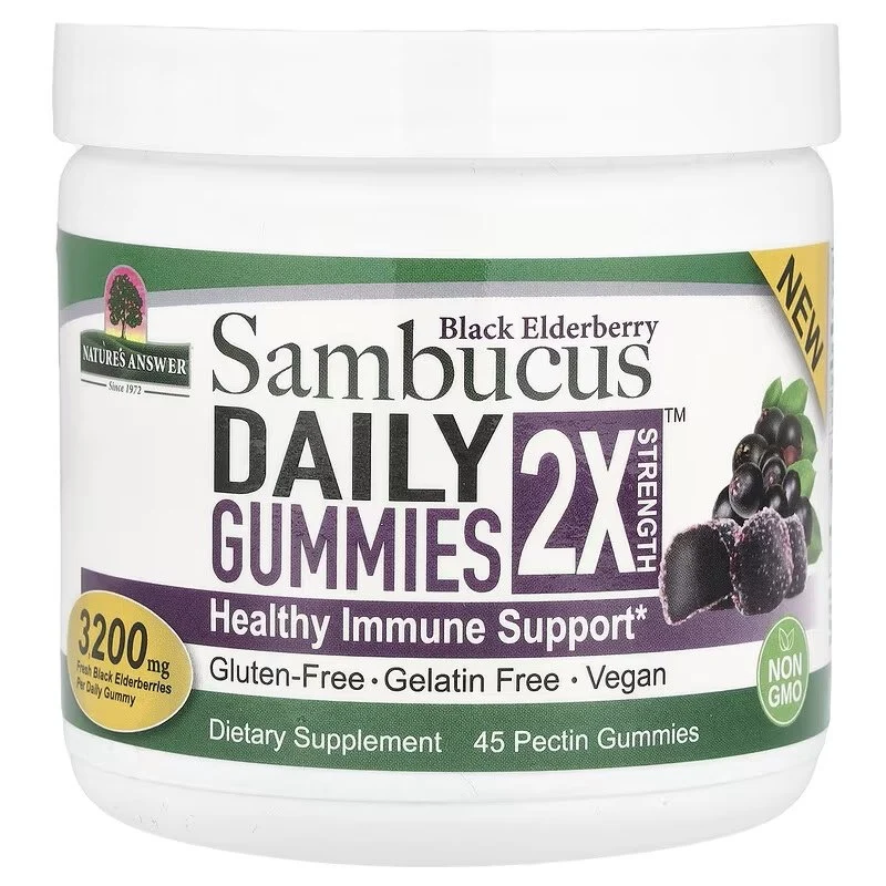 NATURE'S ANSWER Sambucus Daily Gummies 2X Strength Black Elderberry - Schwarzer Holunder (45 Gele)