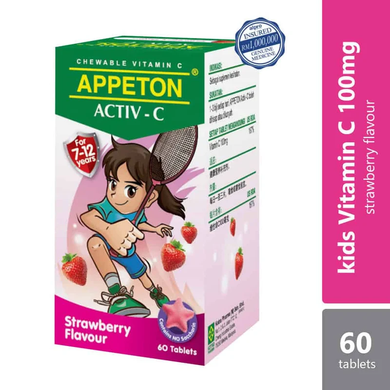 Appeton Activ-C 100mg Strawberry 60s | Vitamin C for Kids