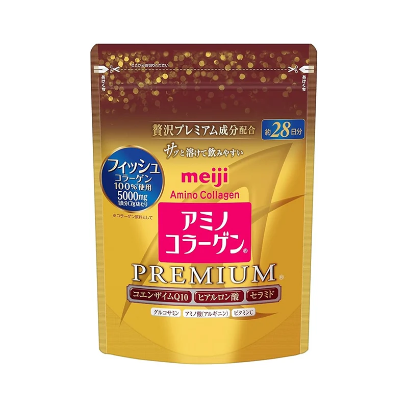 Meiji Collagen Powder Premium | Amino Collagen with Ceramide & CoQ10 | 28-Day Supply
