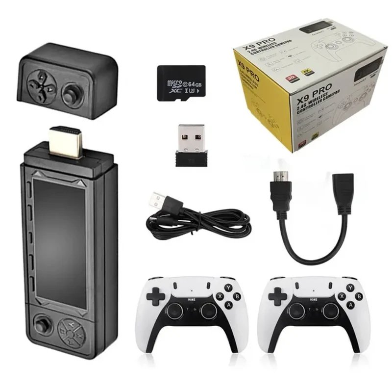 X9 PRO Retro Game Stick med 4K oppløsning og 30 000 spill inkludert