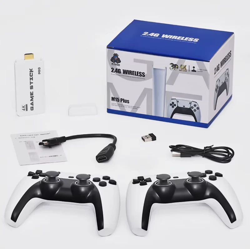 M15 Game Stick med 20 000 Retrospill og doble trådløse kontrollere