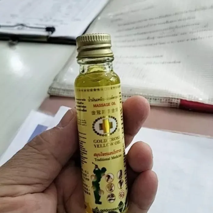 Gold Cross, Huile de Massage Thaïlandaise aux Herbes Naturelles 3x15ml - Relaxation Musculaire, Détente et Soin Corporel