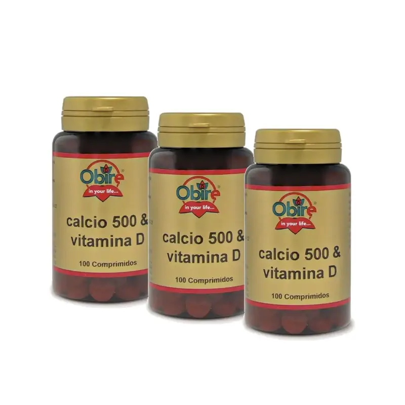 Obire Calcio 500 + Vitamina D, Embalagem de 3 x 100 comprimidos