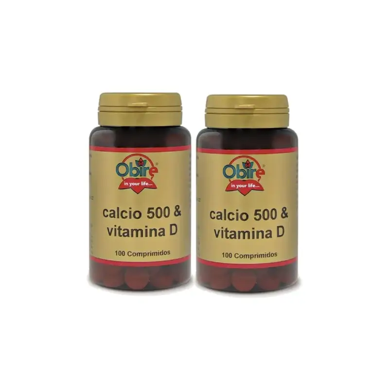 Obire Calcio 500 + Vitamina D, Embalagem de 2 x 100 comprimidos