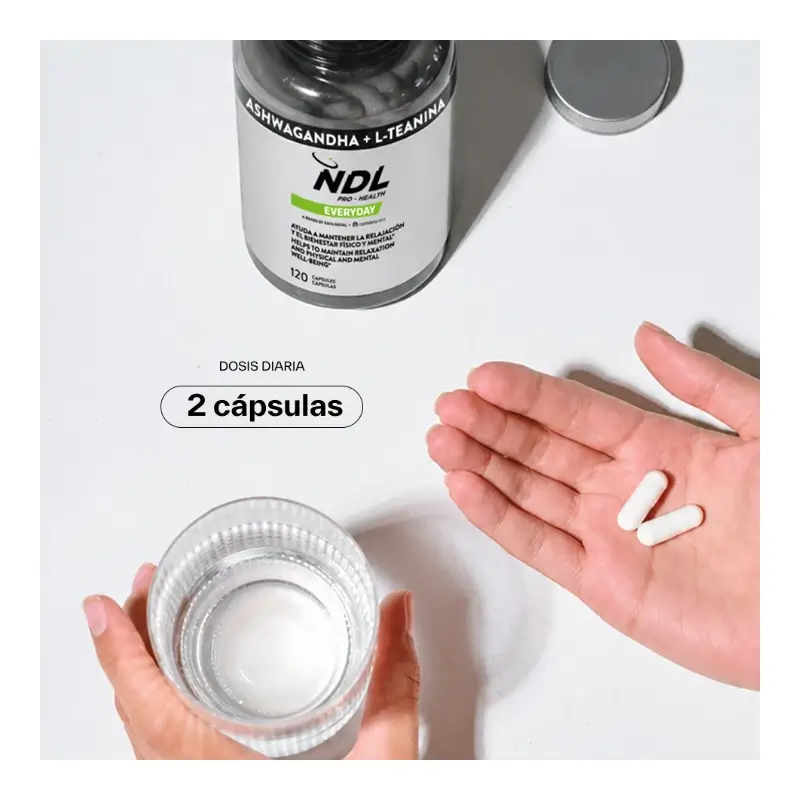 Ndl Pro-Health Ashwagandha Ksm-66 Biológica + L-Teanina, 120 cápsulas