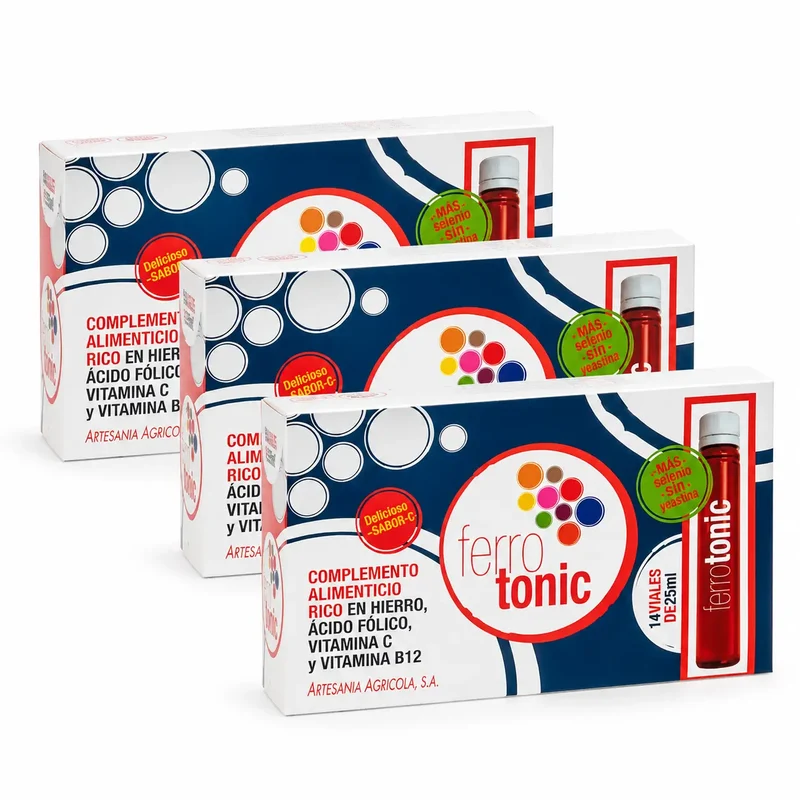 Plantis Ferrotonic Ferro 14 Frascos de 25 ml, embalagem de 3
