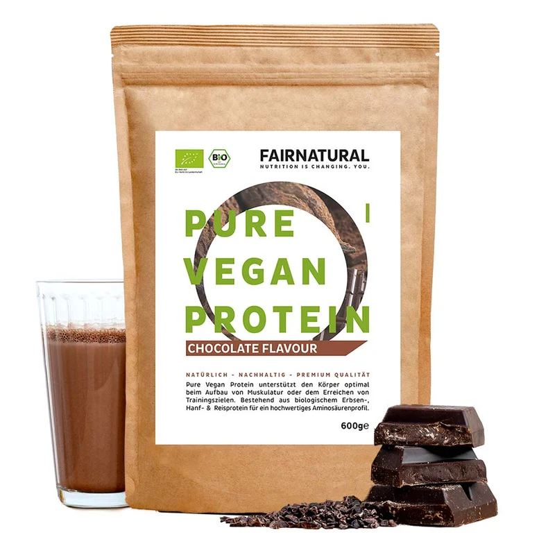 Ekologisk vegansk proteinpulverchoklad utan soja