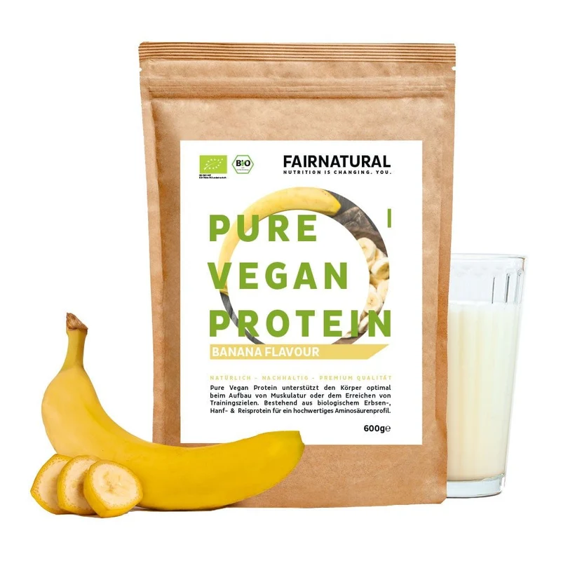 Ekologisk vegansk proteinpulver banan utan soja