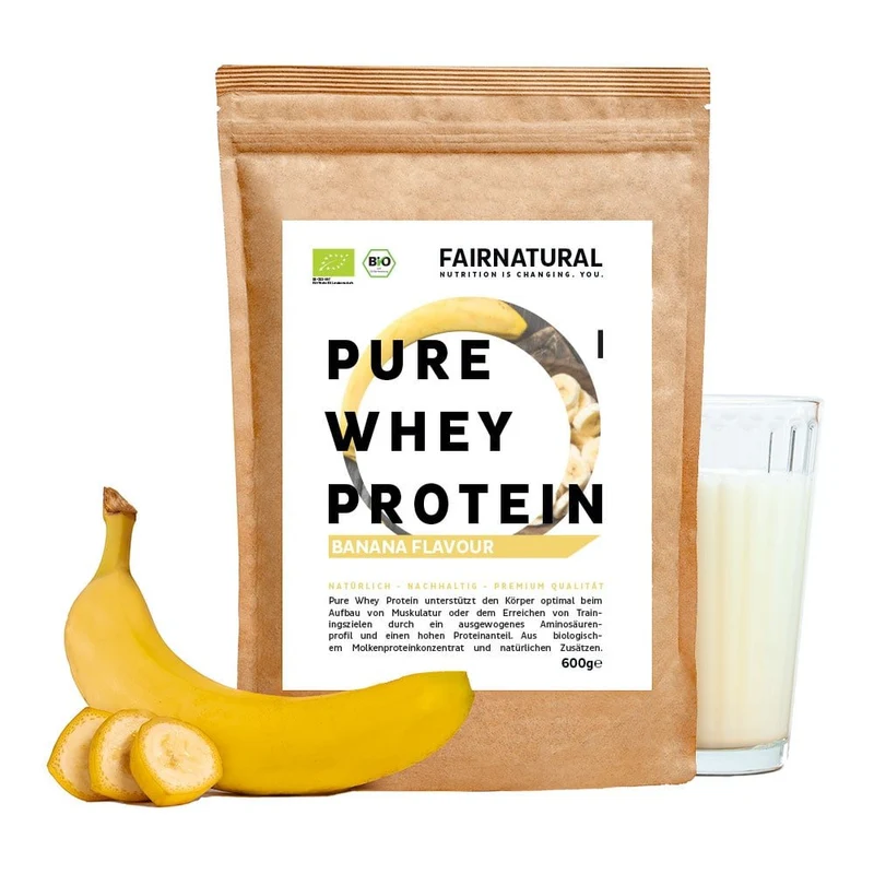 Ekologiskt vassleproteinpulver banan