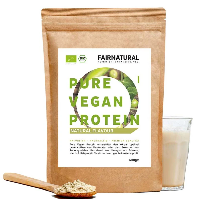 Ekologiskt veganskt proteinpulverneutralt utan soja