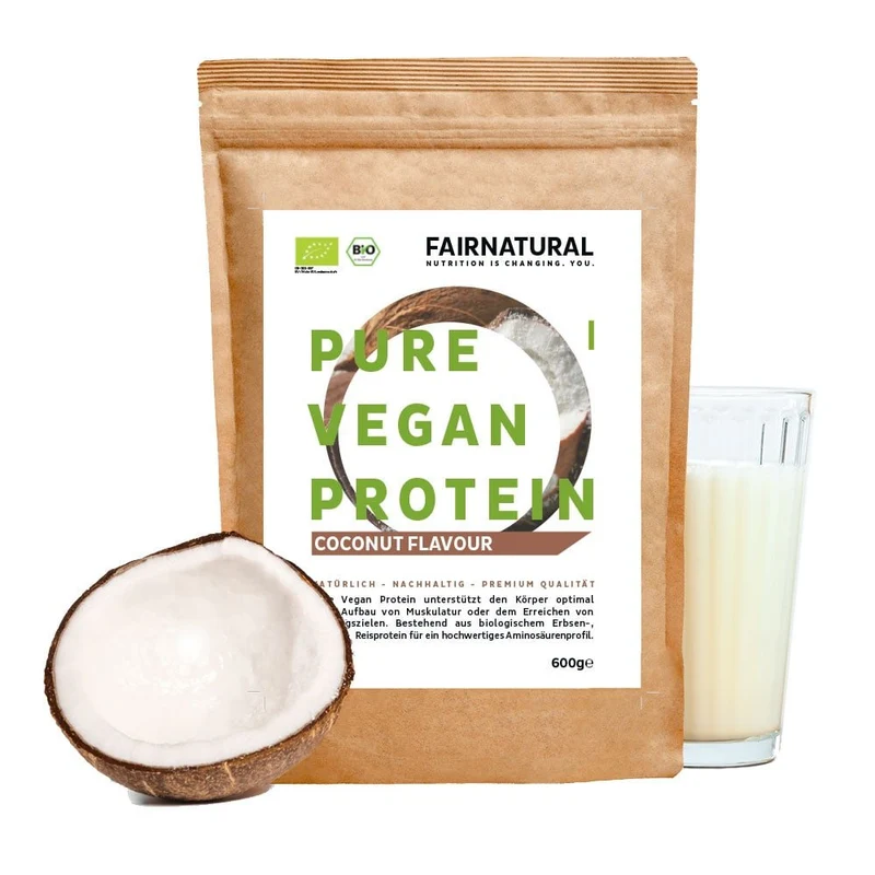 Organiskt veganskt proteinpulverkokosnöt utan soja