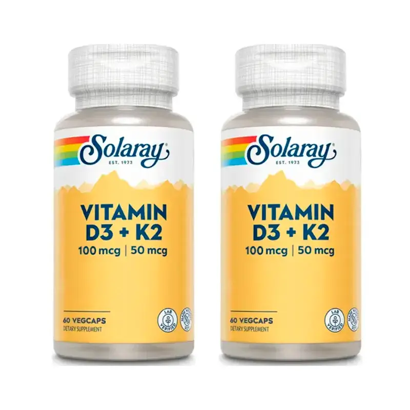 Solaray Vitamin D3 & K2 Pack 2 x 60 Capsules