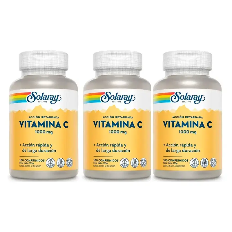 Solaray Vitamina C 1000 Mg. Embalagem 3 x 100 Comp.