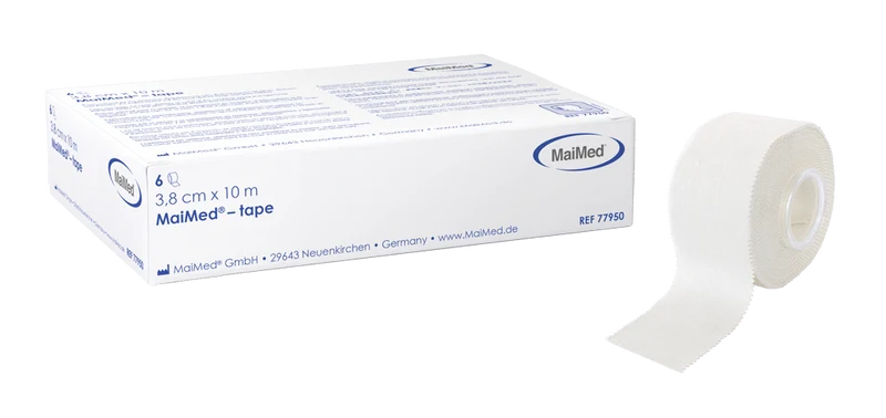 MaiMed-tejp 3,8cm x 10m självhäftande gips av 100% bomull, 6 st/kartong | Box (6 stycken)