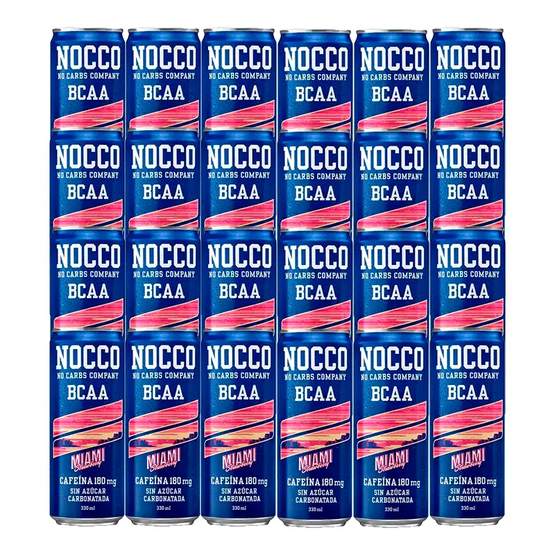 Nocco Pack Bcaa Miami Strawberry, embalagem 24 x 330 ml