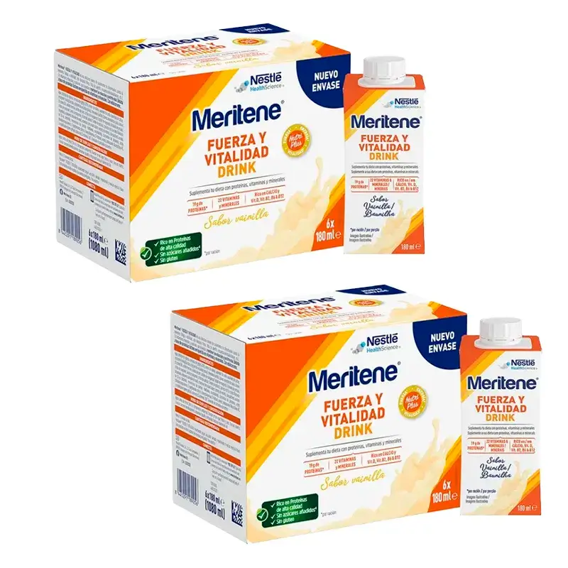 Meritene Strength & Vitality Drink Baunilha, Embalagem 2 Caixas 6 x 180 ml