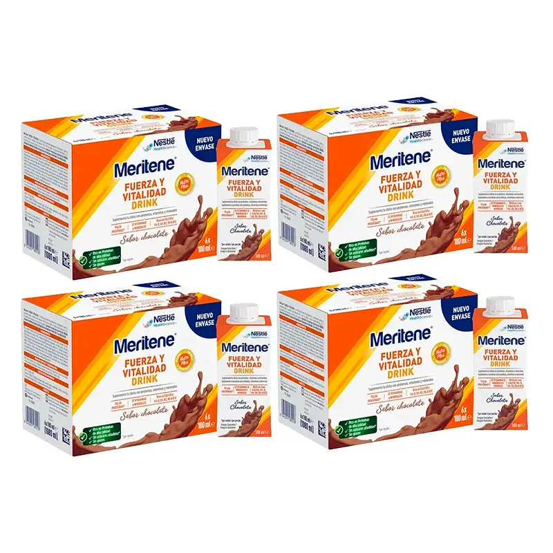 Meritene Strength & Vitality Drink Chocolate, Embalagem 4 Caixas 6 x 180 ml