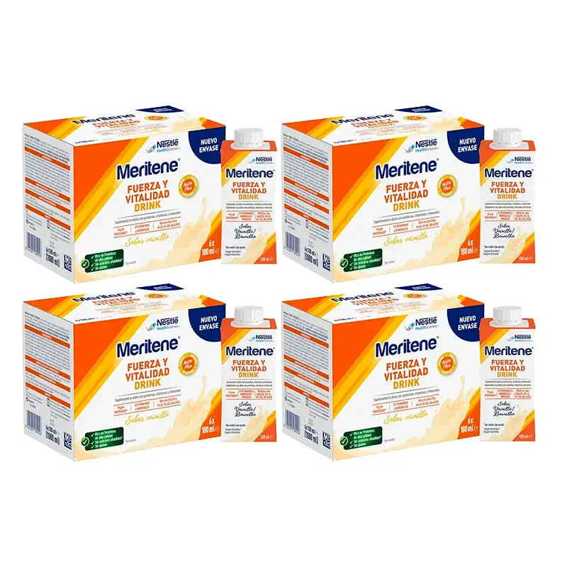Meritene Strength & Vitality Drink Baunilha, Embalagem 4 Caixas 6 x 180 ml