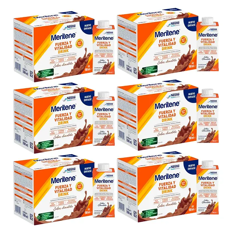 Meritene Strength & Vitality Drink Chocolate, Embalagem 6 Caixas 6 x 180 ml