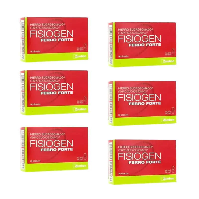 Fisiogen Ferro Forte, embalagem 6 x 30 cápsulas