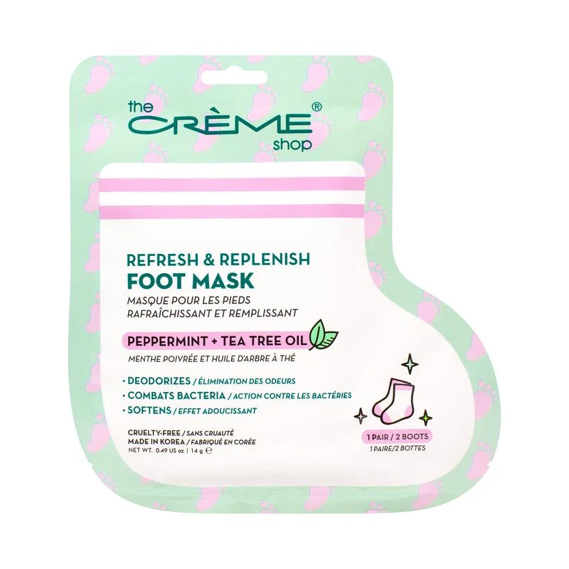 The Crème Shop Foot Mask Refresh Peppermint + Tea 1pr